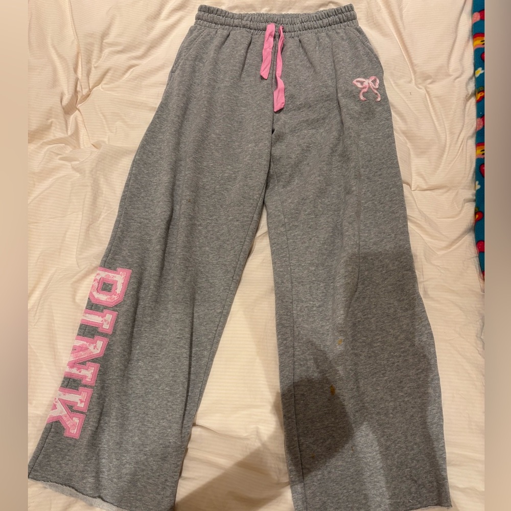 PINK Victoria's Secret and LoveShackFancy Collab Gray and Pink Sweatpants